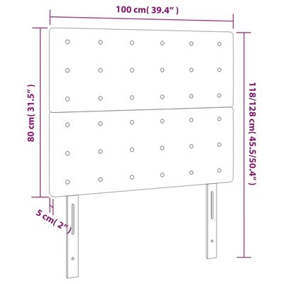 vidaXL Čelo postele s LED bledosivé 100x5x118/128 cm zamat