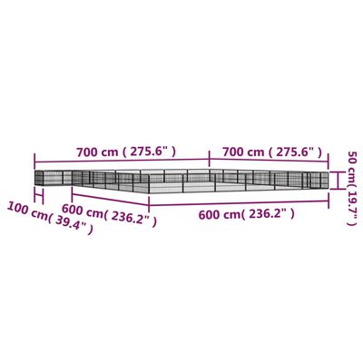 vidaXL Ohrádka pre psov 28 panelov čierna 100x50 cm práškovaná oceľ