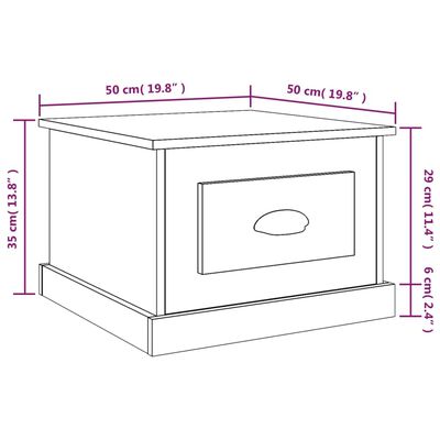 vidaXL Konferenčný stolík Hnedý dub 50x50x35 cm spracované drevo