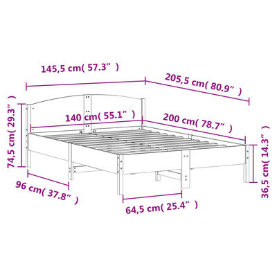 vidaXL Posteľ bez matraca biela 140x200 cm masívna borovica