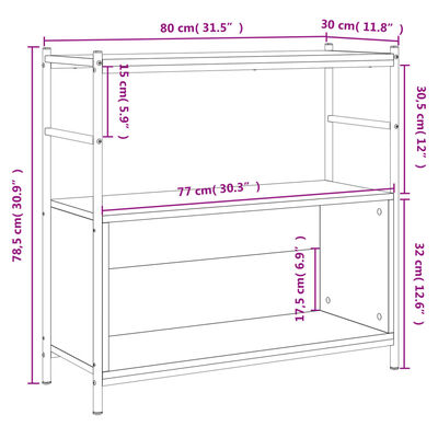 vidaXL Knižnica hnedý dub 80x30x78,5 cm kompozitné drevo a železo