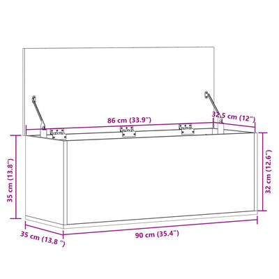 vidaXL Úložný box sivý dub sonoma 90x35x35 cm spracované drevo