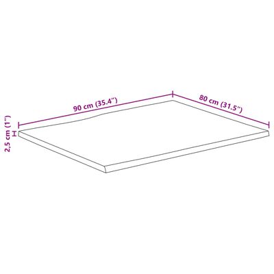 vidaXL Stolová doska živá hrana 90x80x2,5 cm masívny surový mangovník