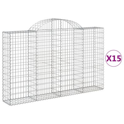 vidaXL Oblúkové gabionové koše 15 ks 200x30x120/140 cm pozink. železo