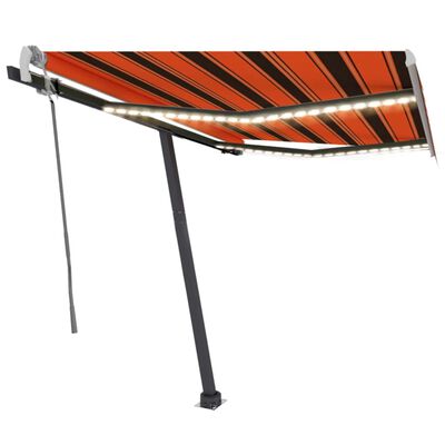 vidaXL Ručne zaťahovacia markíza s LED 300x250 cm oranžovo-hnedá