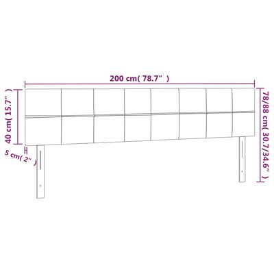 vidaXL Čelo postele s LED čierne 200x5x78/88 cm zamat