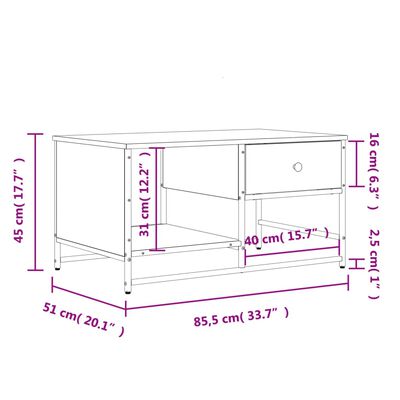 vidaXL Konferenčný stolík čierny 85,5x51x45 cm kompozitné drevo