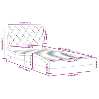 vidaXL Posteľ bez matraca tmavosivá 100x200 cm zamat