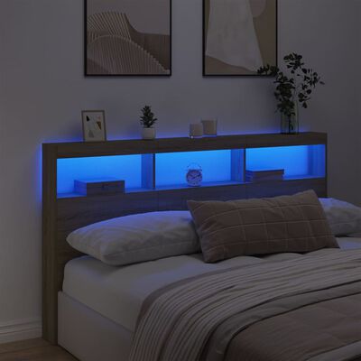 vidaXL Skrinka na čelo postele s LED dub sonoma 180x17x102 cm