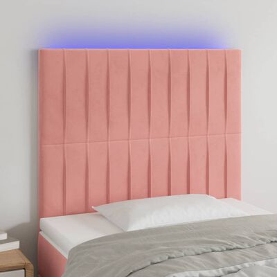 vidaXL Čelo postele s LED ružové 100x5x118/128 cm zamat