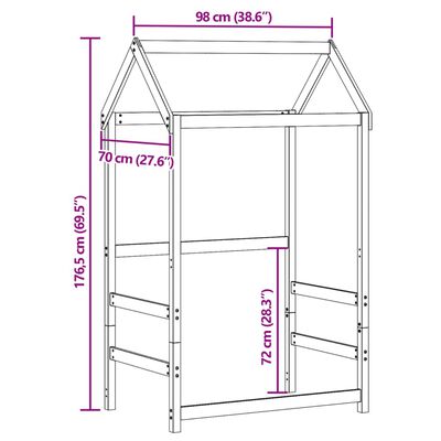 vidaXL Strecha na detskú posteľ biela 98x70x176,5 cm borovicový masív