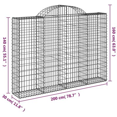 vidaXL Oblúkové gabionové koše 12 ks 200x30x140/160 cm pozink. železo