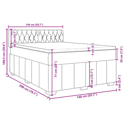 vidaXL Boxspring posteľ s matracom tmavosivá 140x200 cm látka