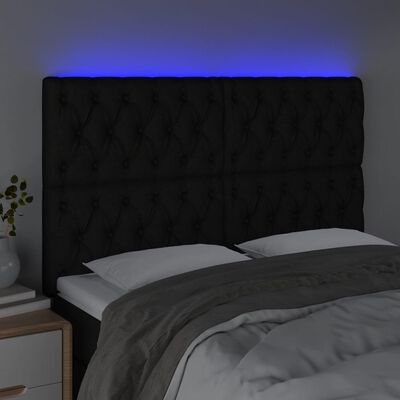 vidaXL Čelo postele s LED čierne 160x7x118/128 cm látka