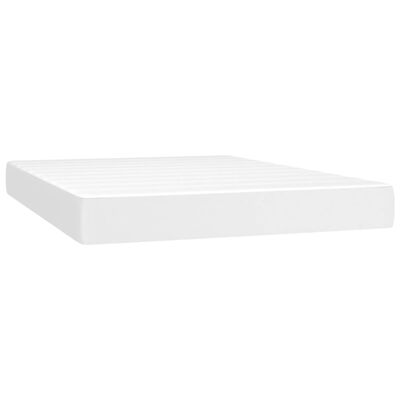 vidaXL Boxspring posteľ s matracom a LED biela 140x200 cm umelá koža