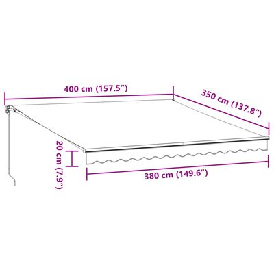 vidaXL Ručne zaťahovacia markíza hnedá 400x350 cm