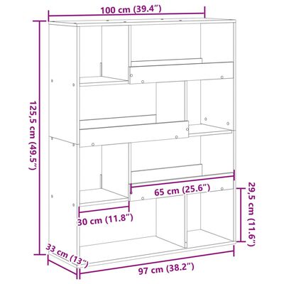 vidaXL Deliaca stena biela 100x33x125,5 cm kompozitné drevo