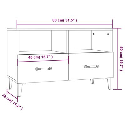 vidaXL TV skrinka biela 80x36x50 cm spracované drevo