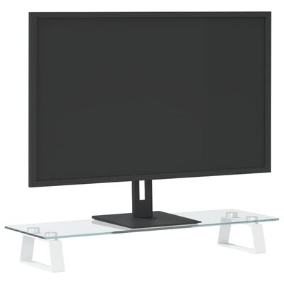 vidaXL Stojan na monitor biely 60x20x8 cm tvrdené sklo a kov