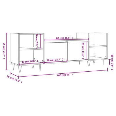 vidaXL TV skrinka dub sonoma 160x35x55 cm spracované drevo