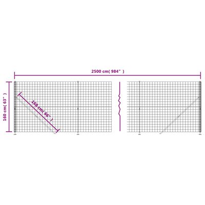 vidaXL Drôtený plot s prírubou antracitový 1,6x25 m