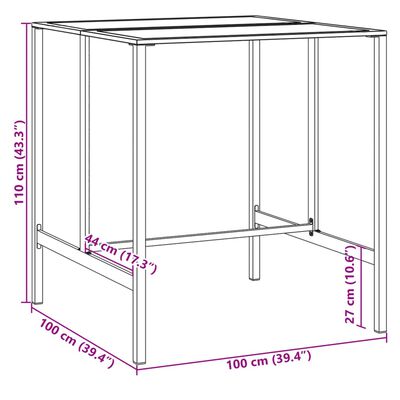 vidaXL Barový stolík, čierny 100x100x110 cm, oceľ s práškovou úpravou