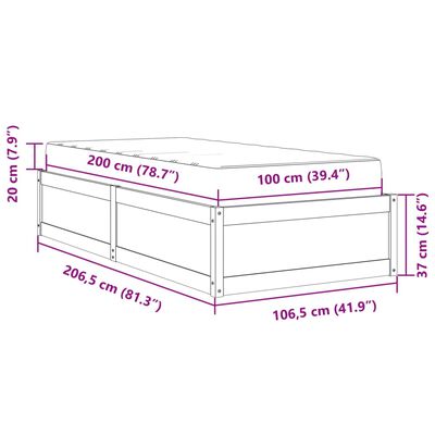 vidaXL Posteľ s matracom biela 100x200 cm borovicový masív