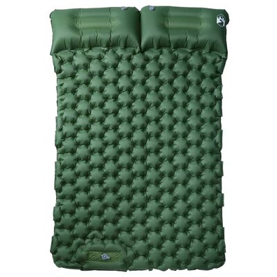 vidaXL Samonafukovací kempingový matrac s vankúšmi, 2 osoby, zelený