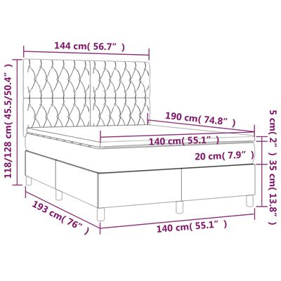 vidaXL Posteľ boxsping s matracom a LED čierna 140x190 cm zamat