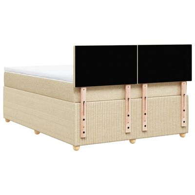 vidaXL Posteľný rám boxspring s matracom krémový 160x200 cm látka