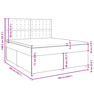 vidaXL Posteľný rám boxspring s matracom modrý 180x200 cm látka