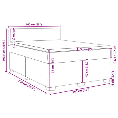 vidaXL Posteľný rám boxspring s matracom krémový 160x200 cm látka