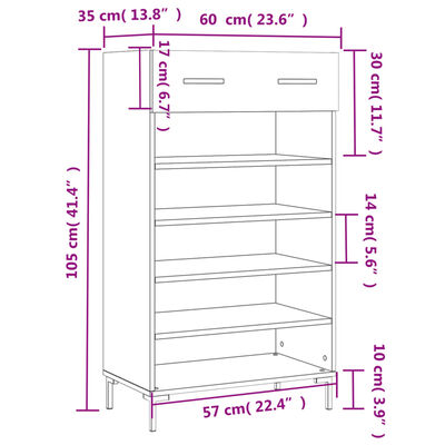 vidaXL Botník dub sonoma 60x35x105 cm kompozitné drevo