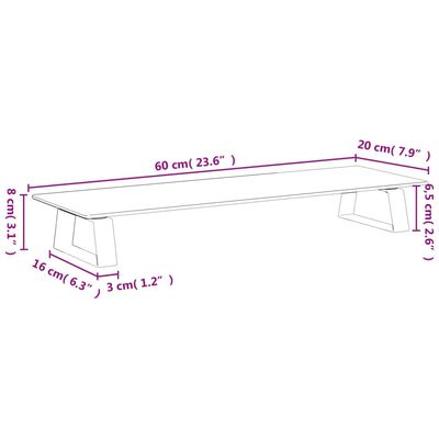 vidaXL Stojan na monitor biely 60x20x8 cm tvrdené sklo a kov