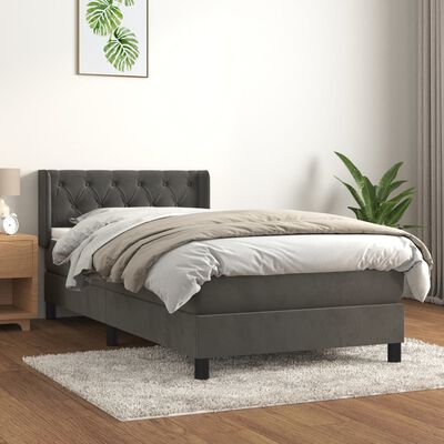 vidaXL Posteľný rám boxspring s matracom tmavosivý 80x200 cm zamat