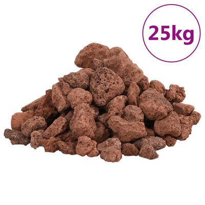 vidaXL Sopečné kamene 25 kg červené 1-2 cm