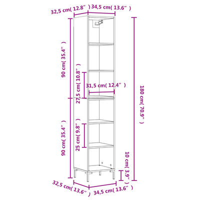 vidaXL Vysoká skrinka biela 34,5x32,5x180 cm spracované drevo