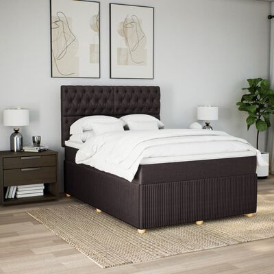 vidaXL Boxspring posteľ s matracom tmavohnedá 140x200 cm látka