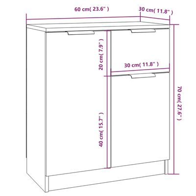 vidaXL Komody 2 ks biele 60x30x70 cm spracované drevo