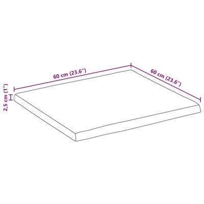 vidaXL Stolová doska 60x60x2,5 cm živý okraj masívny mangovník