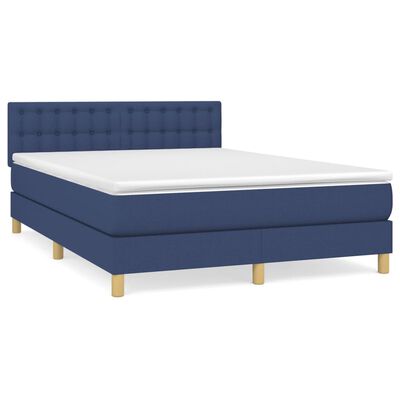 vidaXL Posteľný rám boxspring s matracom modrý 140x200 cm látka