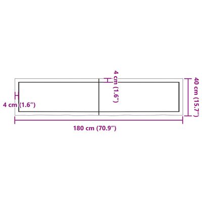 vidaXL Kúpeľňová doska bledohnedá 180x40x(2-4) cm ošetrený masív