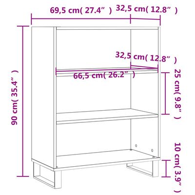 vidaXL Poličková skrinka biela 69,5x32,5x90 cm kompozitné drevo