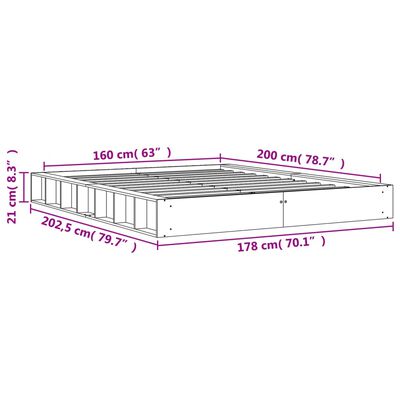 vidaXL Posteľ bez matraca voskovo hnedá 160x200 cm masívna borovica