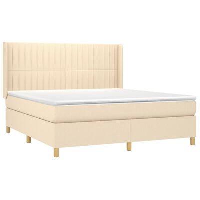 vidaXL Posteľný rám boxspring s matracom krémový 160x200 cm látka