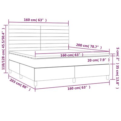 vidaXL Posteľný rám boxsping s matracom tmavomodrý 160x200 cm zamat