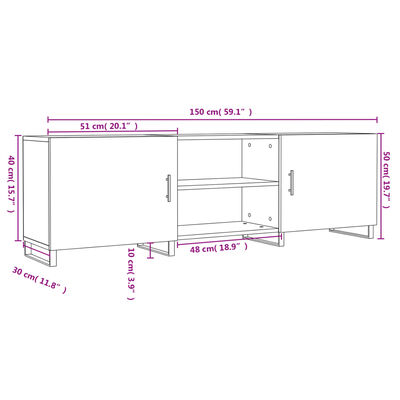 vidaXL TV skrinka biela 150x30x50 cm kompozitné drevo