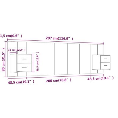 vidaXL Čelo postele so skrinkami biele spracované drevo
