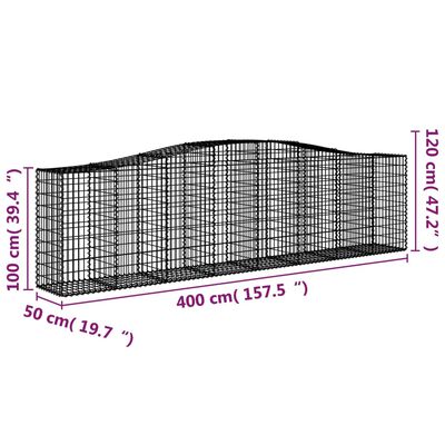 vidaXL Oblúkové gabiónové koše 5 ks 400x50x100/120cm pozinkov. železo