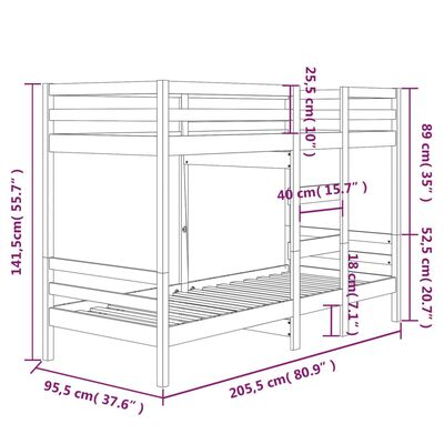 vidaXL Poschodová posteľ bez matraca 90x200 cm masívna borovica